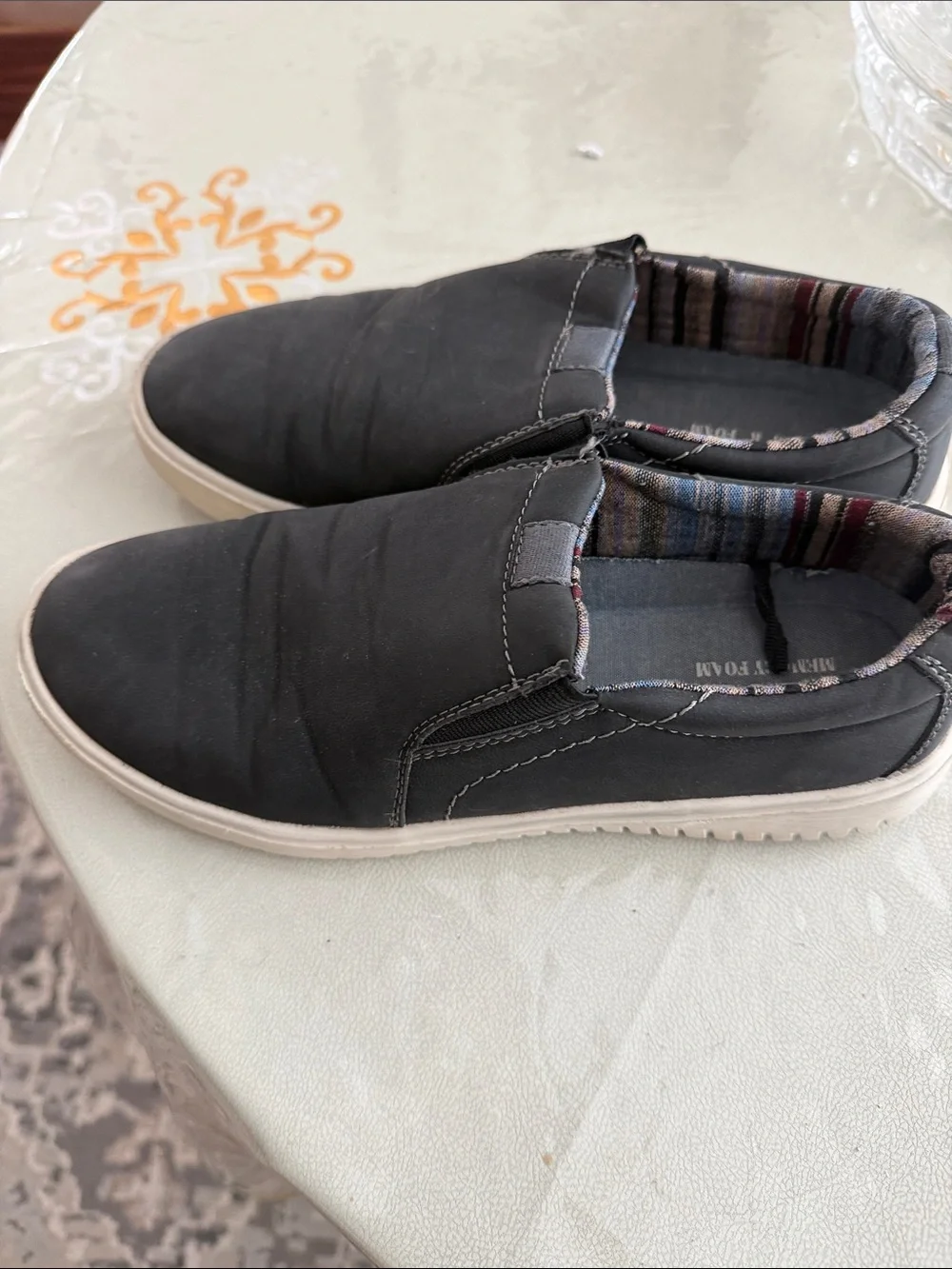 Izod Men's Black Slip-On Loafers with Patterned Lining